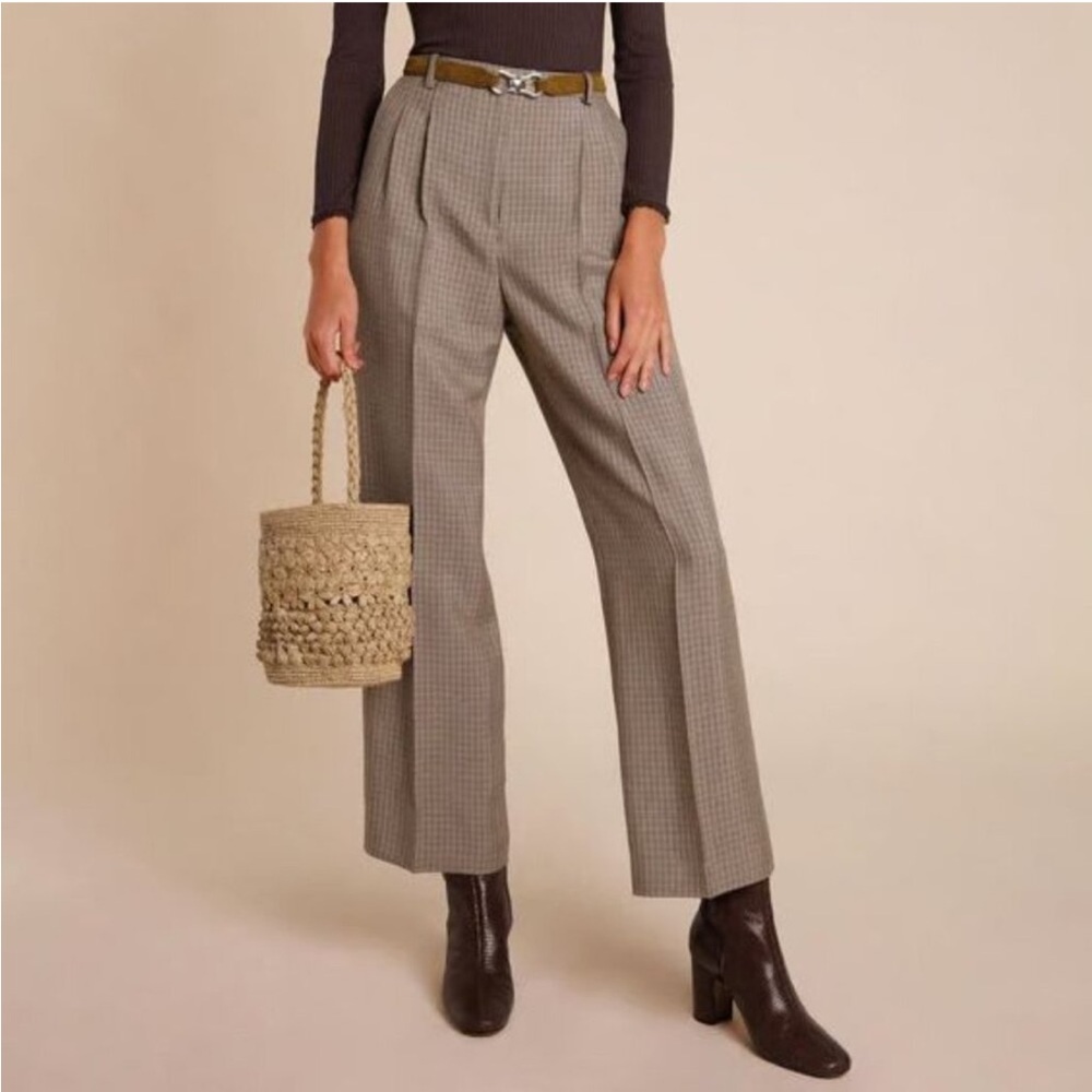 Rouje Jeje High-Waist Wide-Leg Trousers, Bordeaux, Size 34